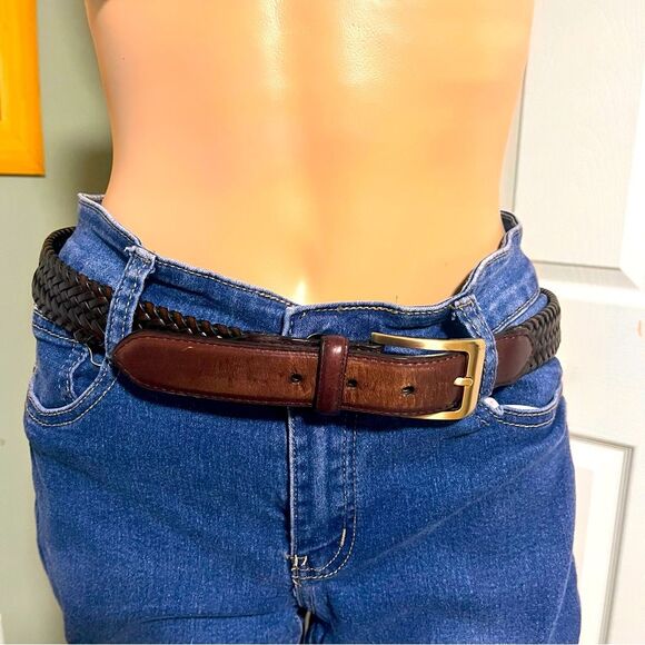 Genuine Leather Braided Belt bonded lacing 34 - Picture 1 of 11